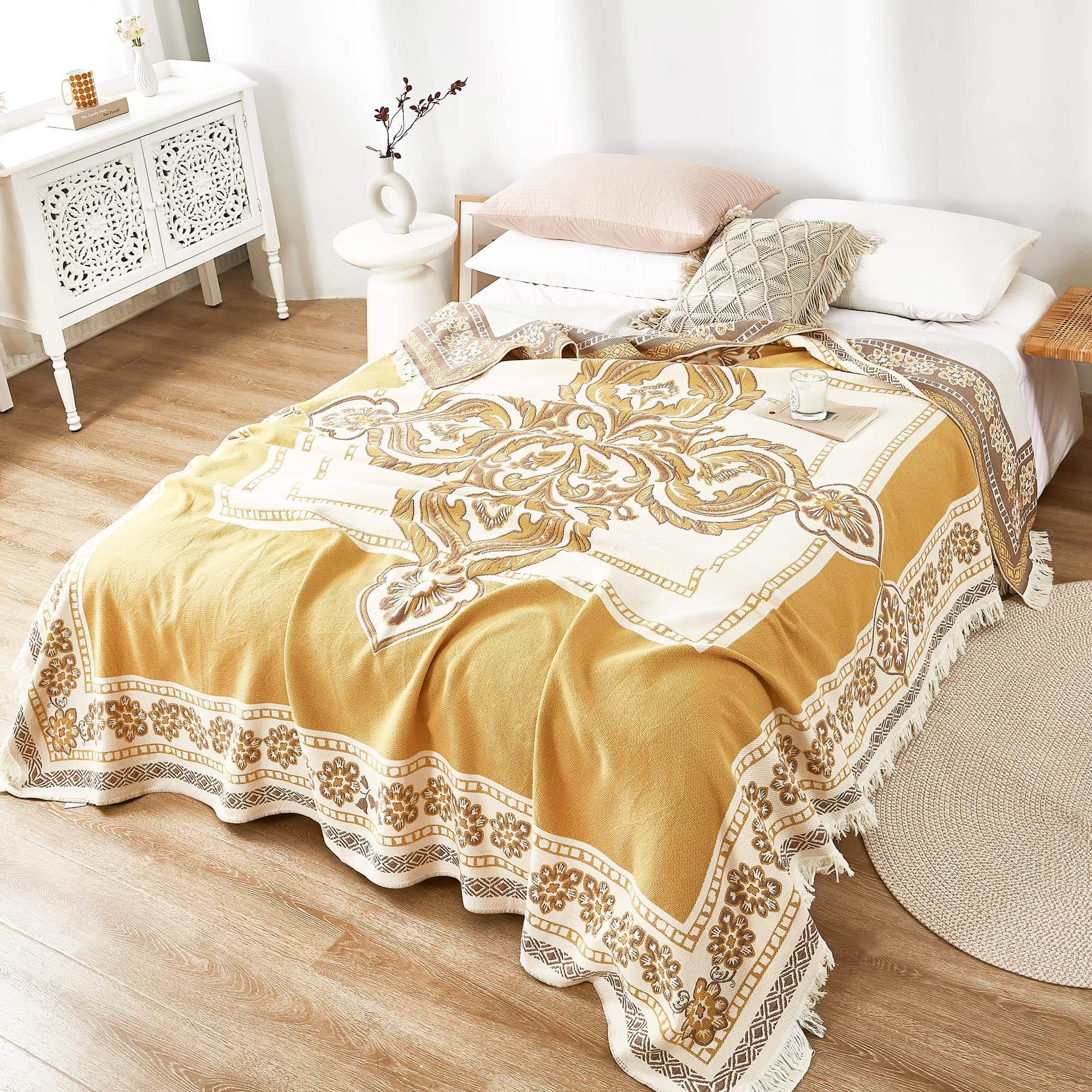 Manta de Muselina de Algodón 100% con Diseño Boho Cruz del - Imagen 4