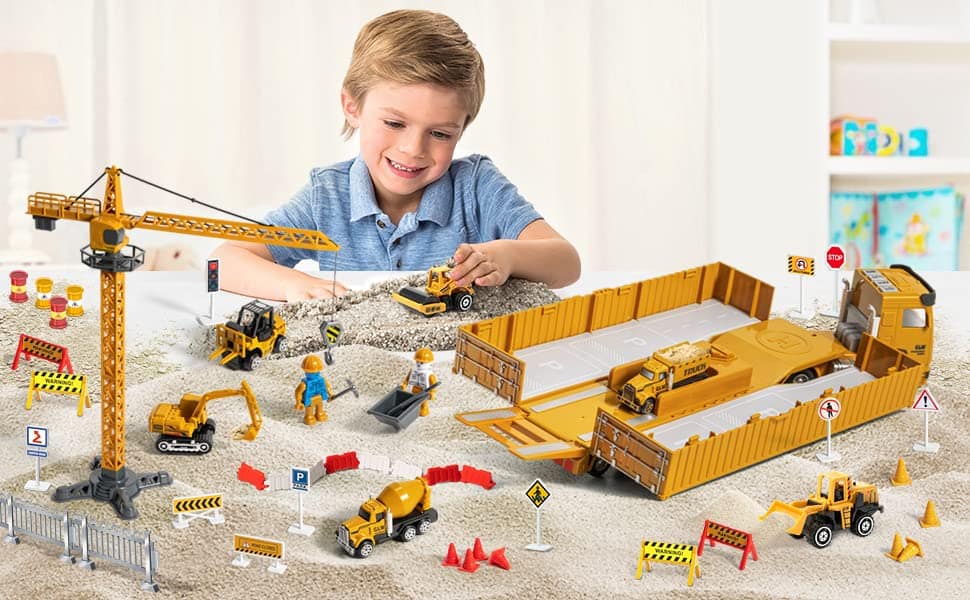 Set de Juguetes de Camiones de Construcción para Niños con - Imagen 3