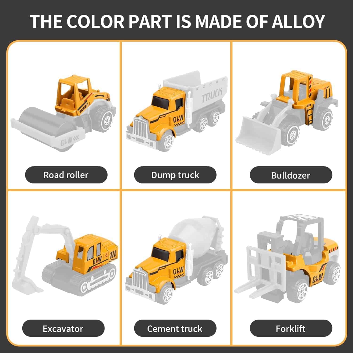 Set de Juguetes de Camiones de Construcción para Niños con - Imagen 7