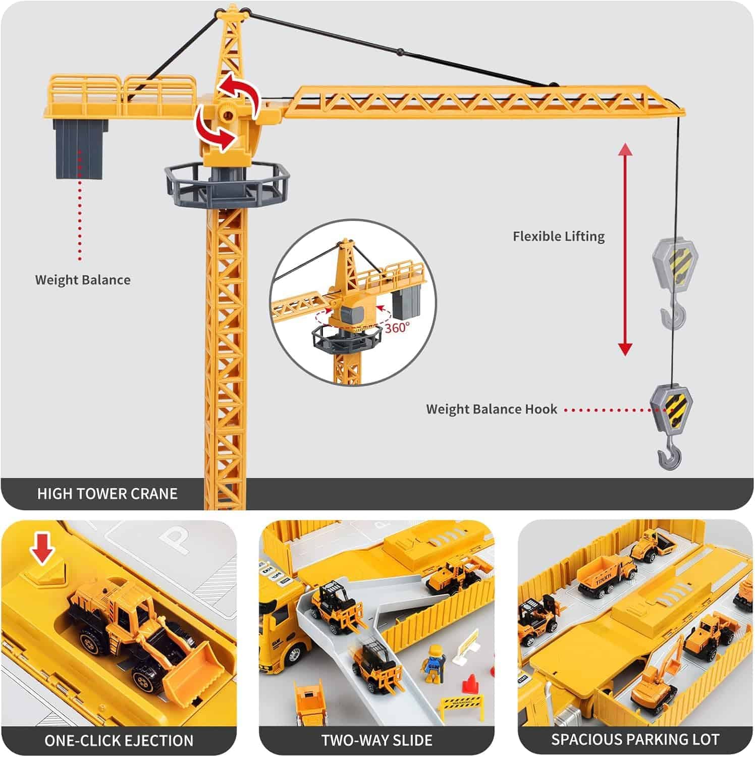 Set de Juguetes de Camiones de Construcción para Niños con - Imagen 5