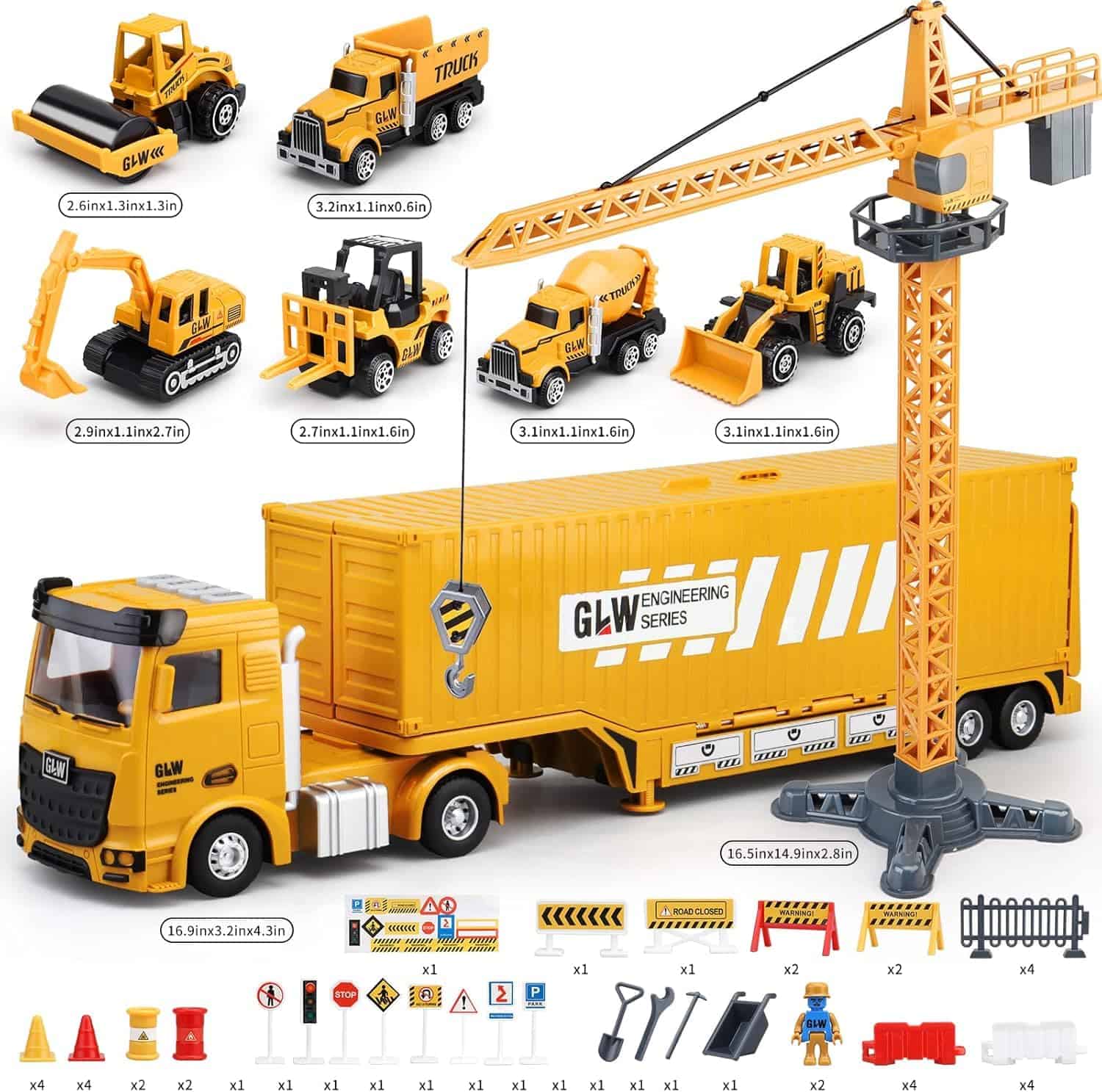 Set de Juguetes de Camiones de Construcción para Niños con - Imagen 9