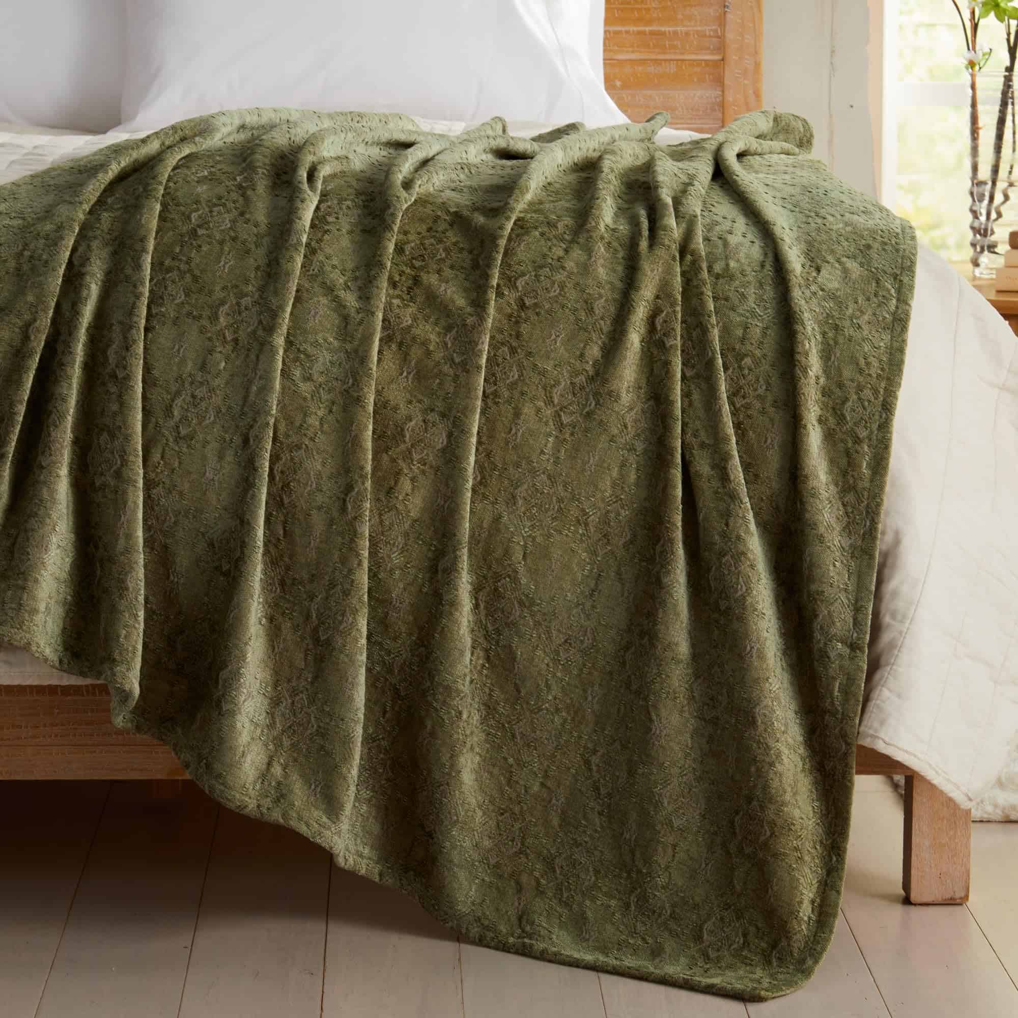 Manta de Chenille Jacquard | Textura BoHo para -Salvia - Imagen 7