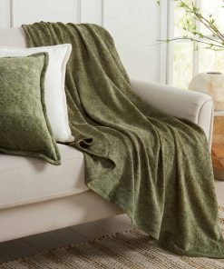 Manta de Chenille Jacquard | Textura BoHo para -Salvia