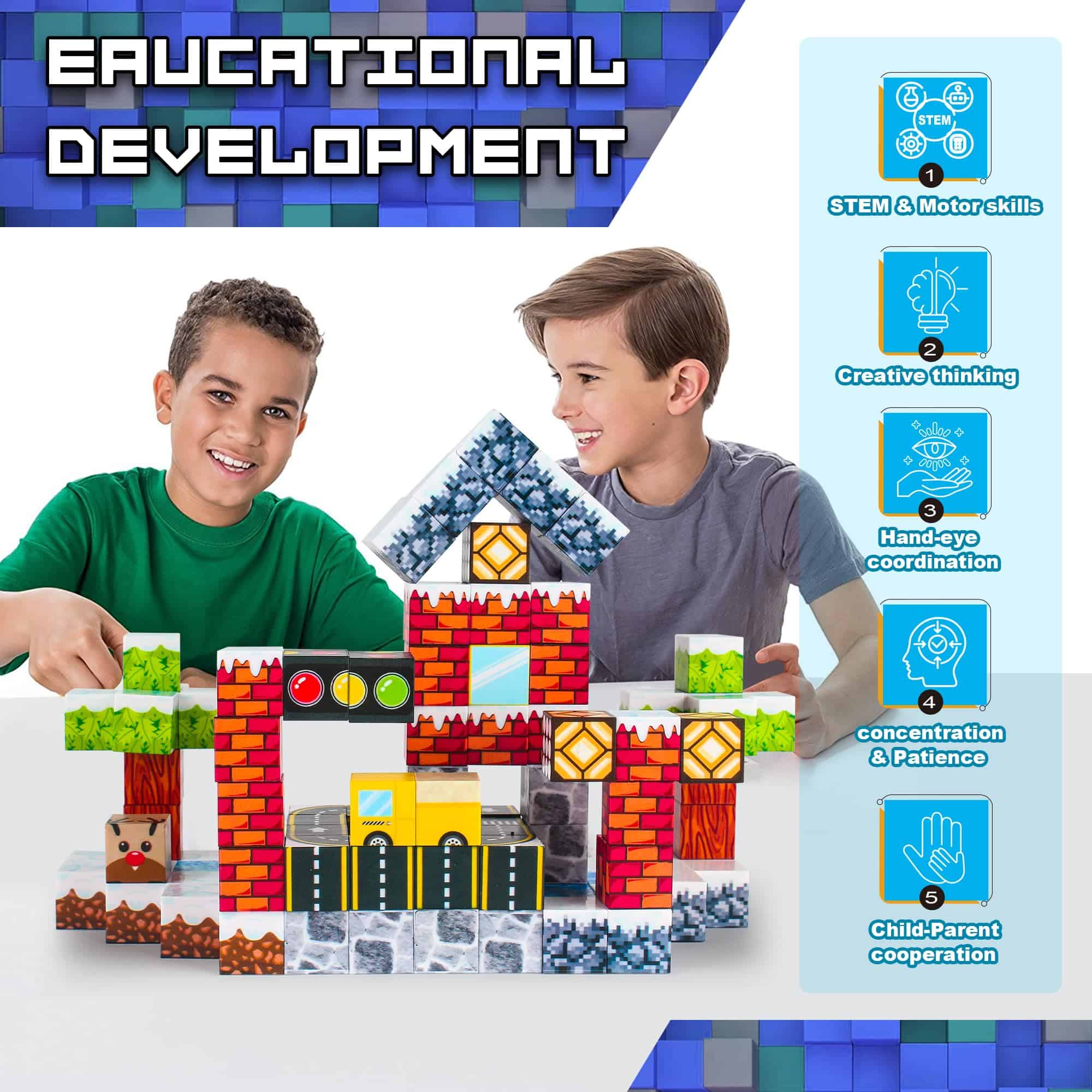 Bloques Magnéticos - 100 PCS Construye el Mundo Magnético - Imagen 6