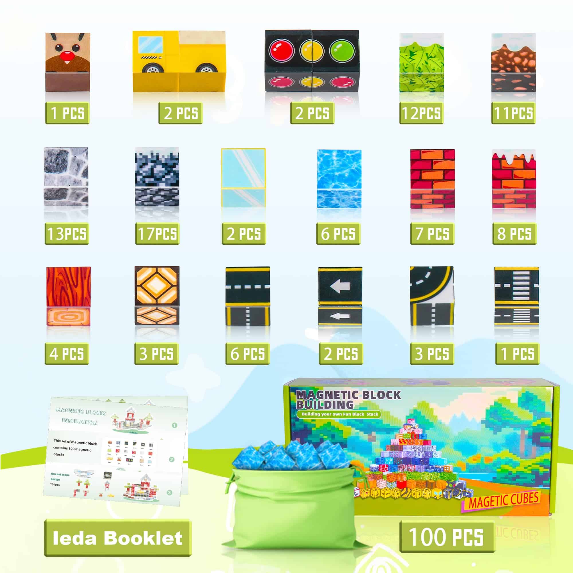 Bloques Magnéticos - 100 PCS Construye el Mundo Magnético - Imagen 3