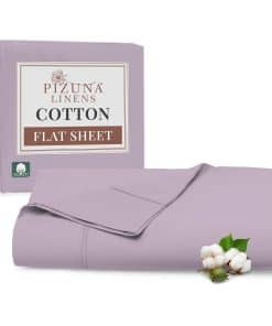 Sábana Plana de Algodón Puro Pizuna para King Lavanda Frost