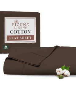 Sábana Plana de Algodón Puro Pizuna 100% King Color Café