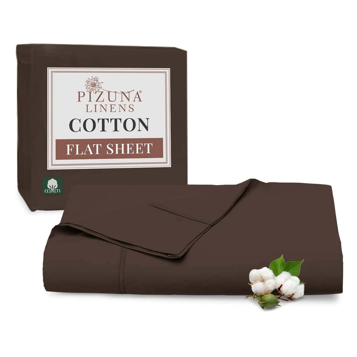 Sábana Plana de Algodón Puro Pizuna 100% King Color Café