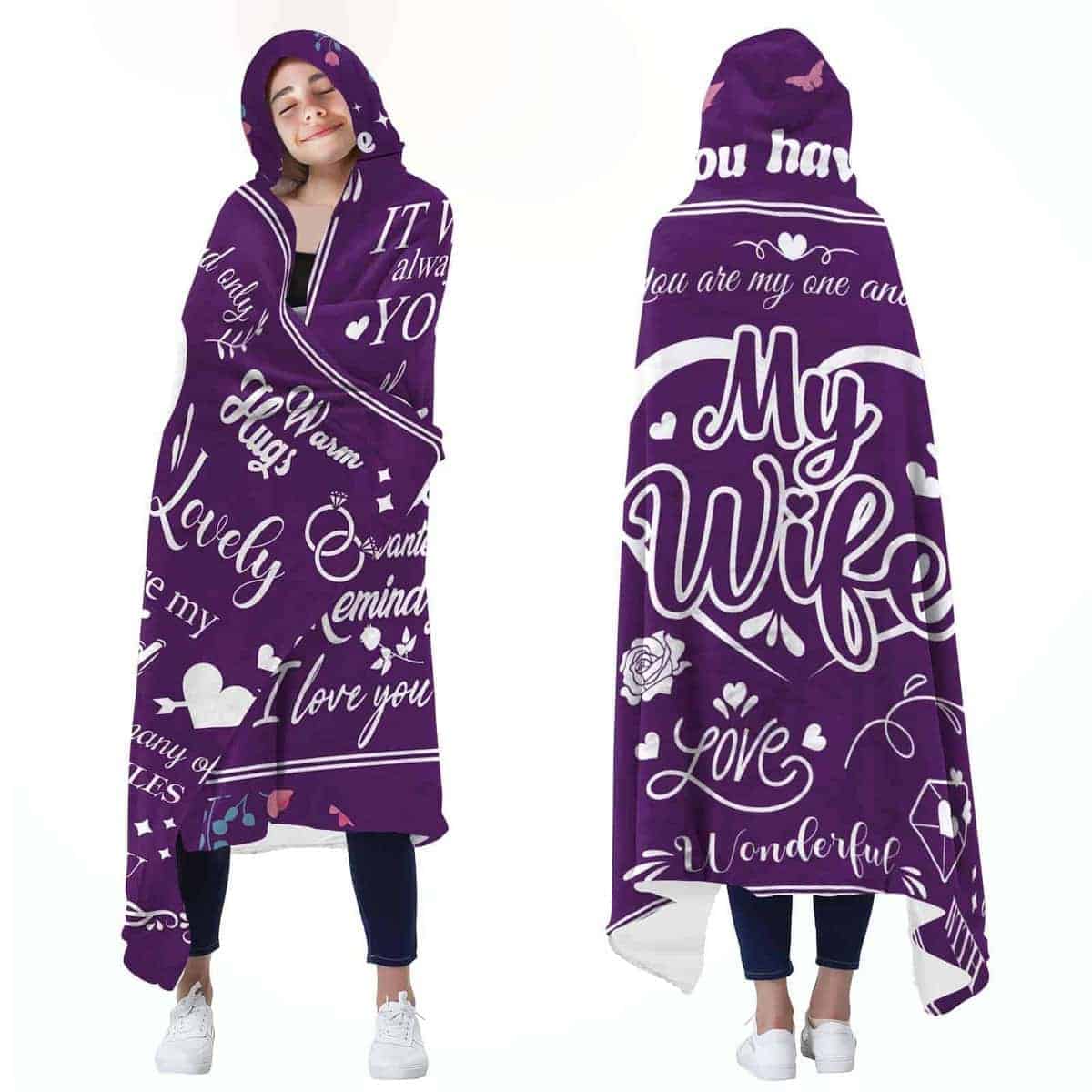 Manta con Capucha para Esposa - Regalo de Lana de Marido o