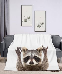 Manta de Felpa 152x203 cm, Divertido y Lindo Mapache, Suave