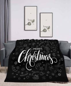 Manta de Sofá 60x80 Pulgadas, Texto Feliz Navidad en Negro