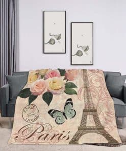 Manta de 60x80 pulgadas, Vintage París Flor Toalla Eiffel