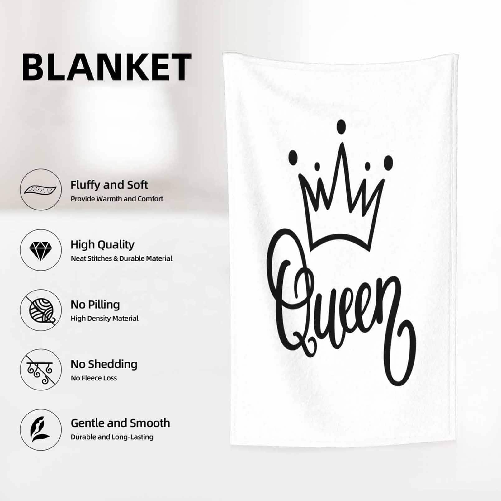 Manta de Lana 60x80 Pulgadas, Divertida Corona de Reina - Imagen 4