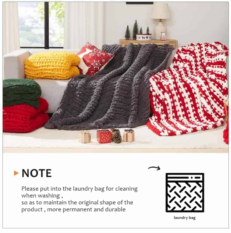 Manta de Punto Grueso L'AGRATY - Suave -Rojo y Blanco - Imagen 7