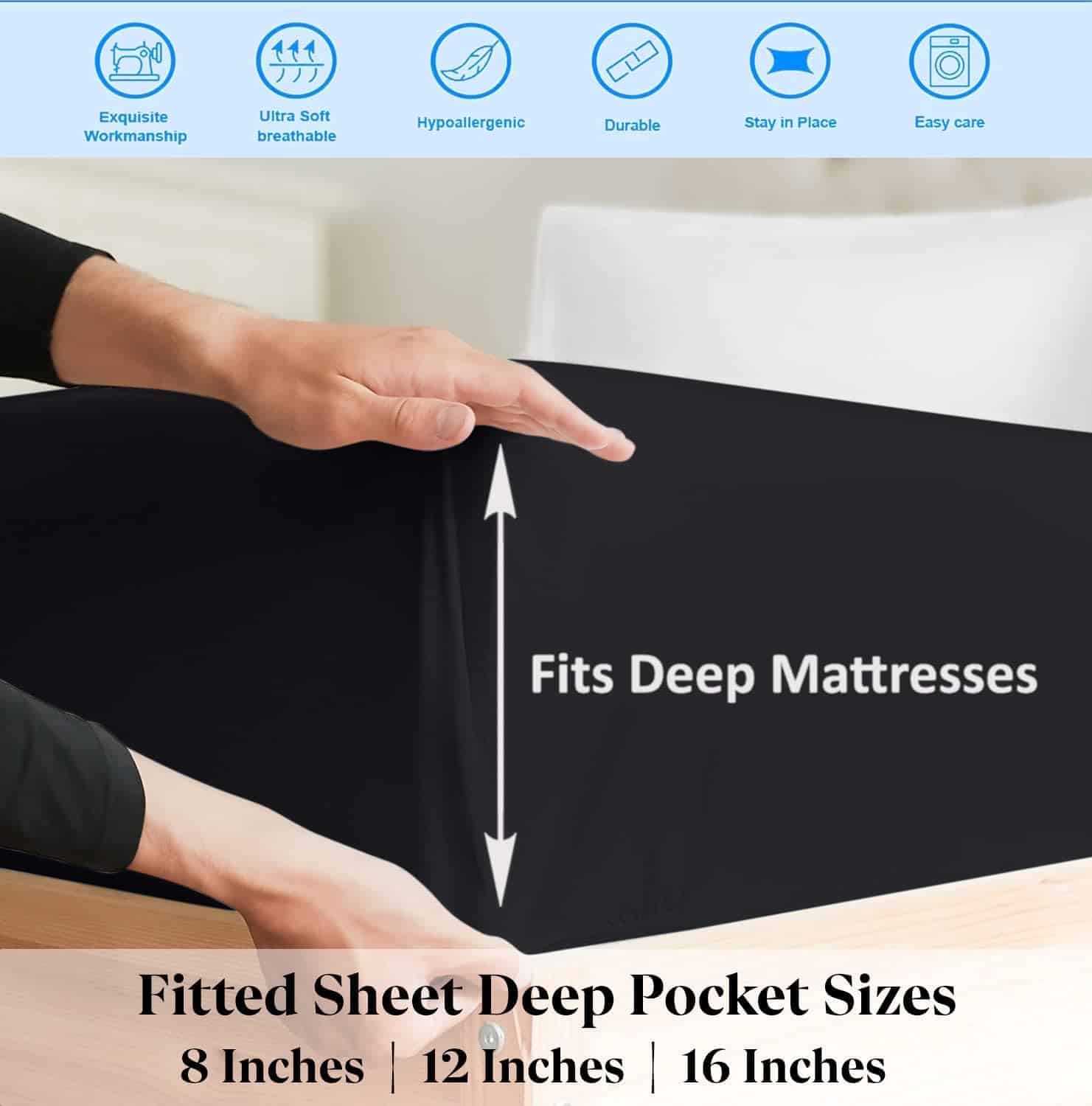 Sábana Ajustable con Cierre - Sábana Ajustable -Negro Median - Imagen 5