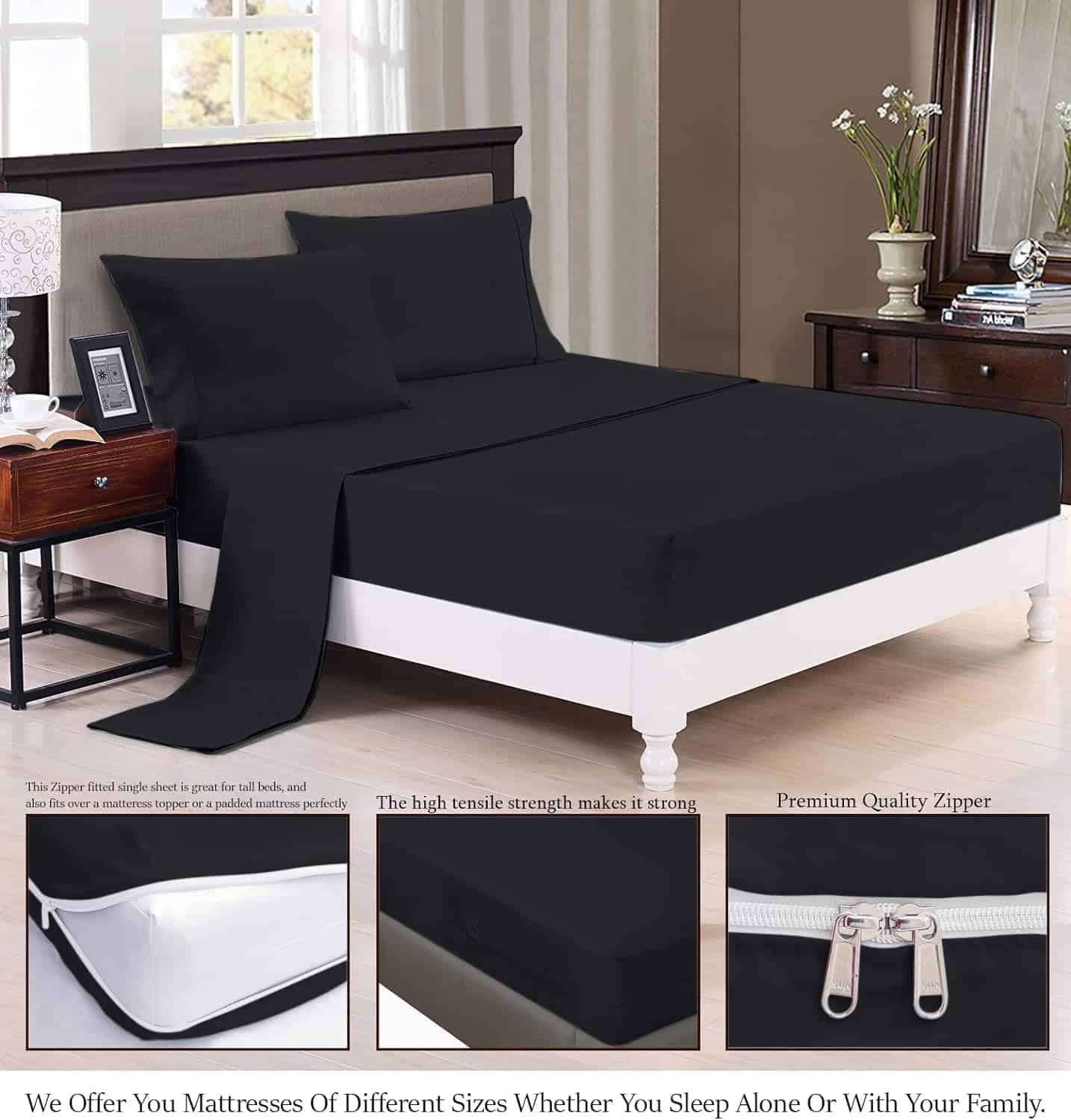 Sábana Ajustable con Cierre - Sábana Ajustable -Negro Median - Imagen 3