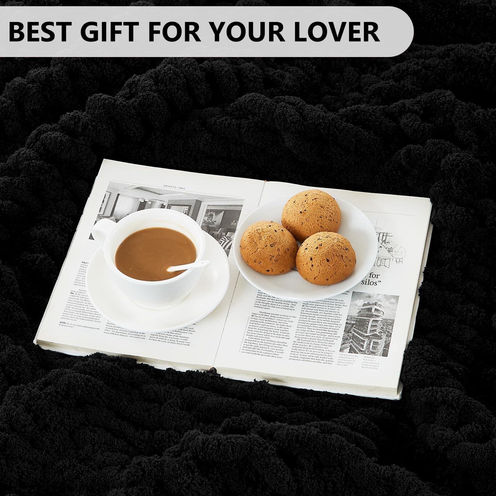 Manta de punto grueso L'AGRATY: 80''x90'' Manta de punto de - Imagen 8