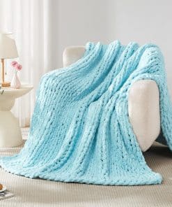 Manta de punto grueso L'AGRATY: 72''x84'' -Azul Claro