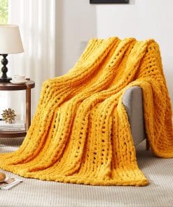 Manta de Punto Grueso L'AGRATY - Manta de -Amarillo Mostaza