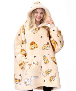 Manta con capucha de forro polar para mujeres y hombres -