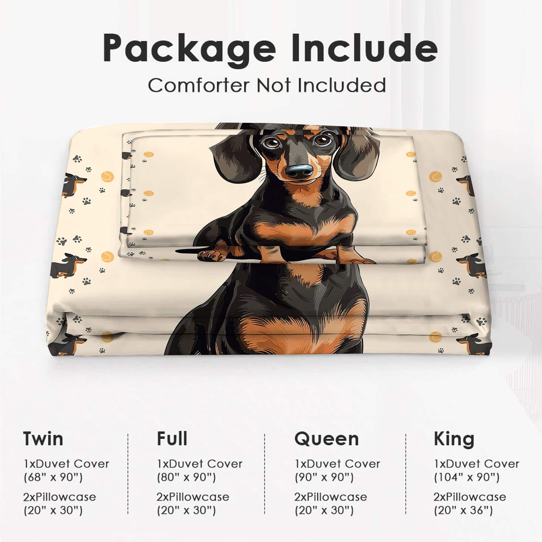 Juego de Ropa de Cama Dachshund Tema Animal Perro Salchicha - Imagen 5