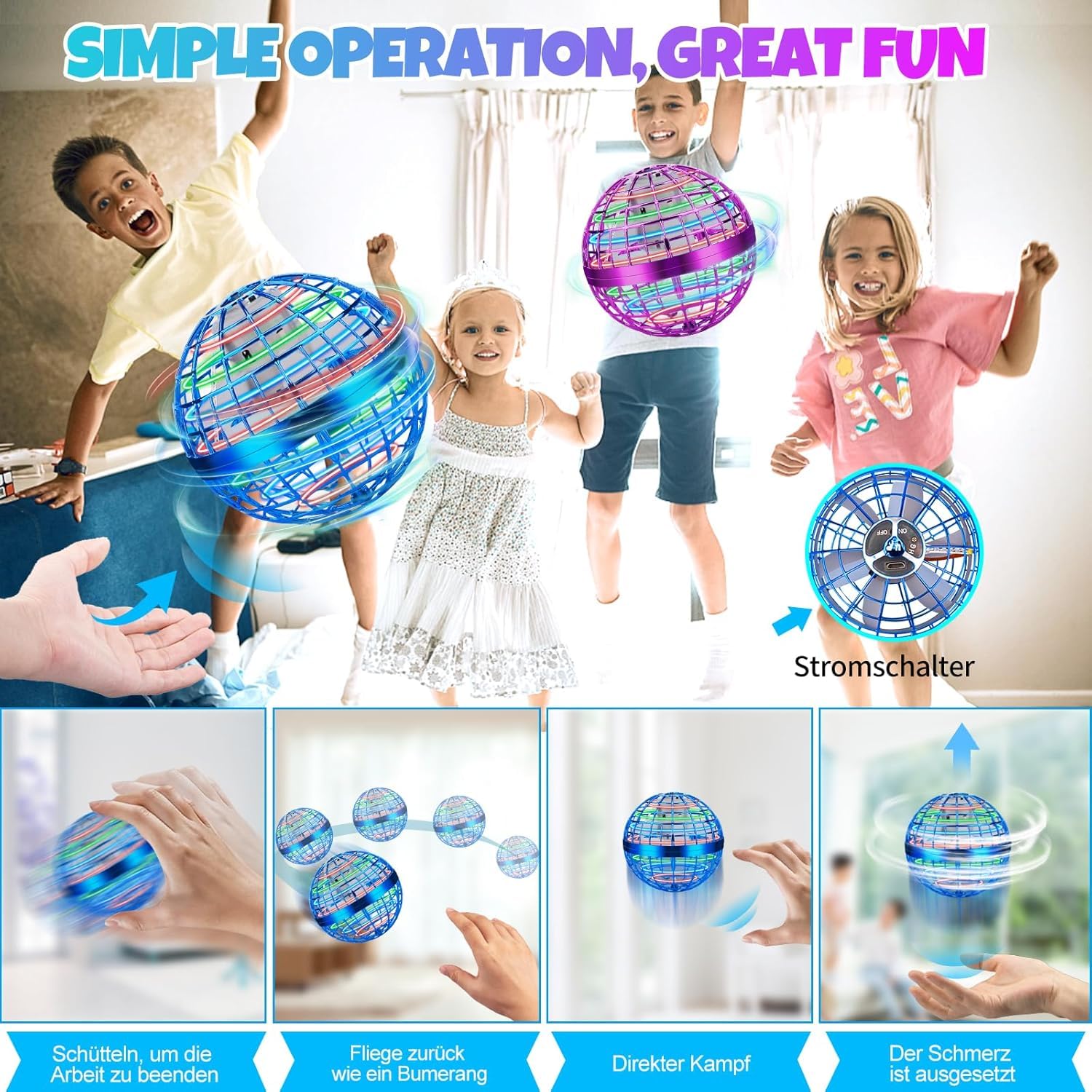 Paquete de 2 Bolas Voladoras, Boomerang de Control Manual, - Imagen 5