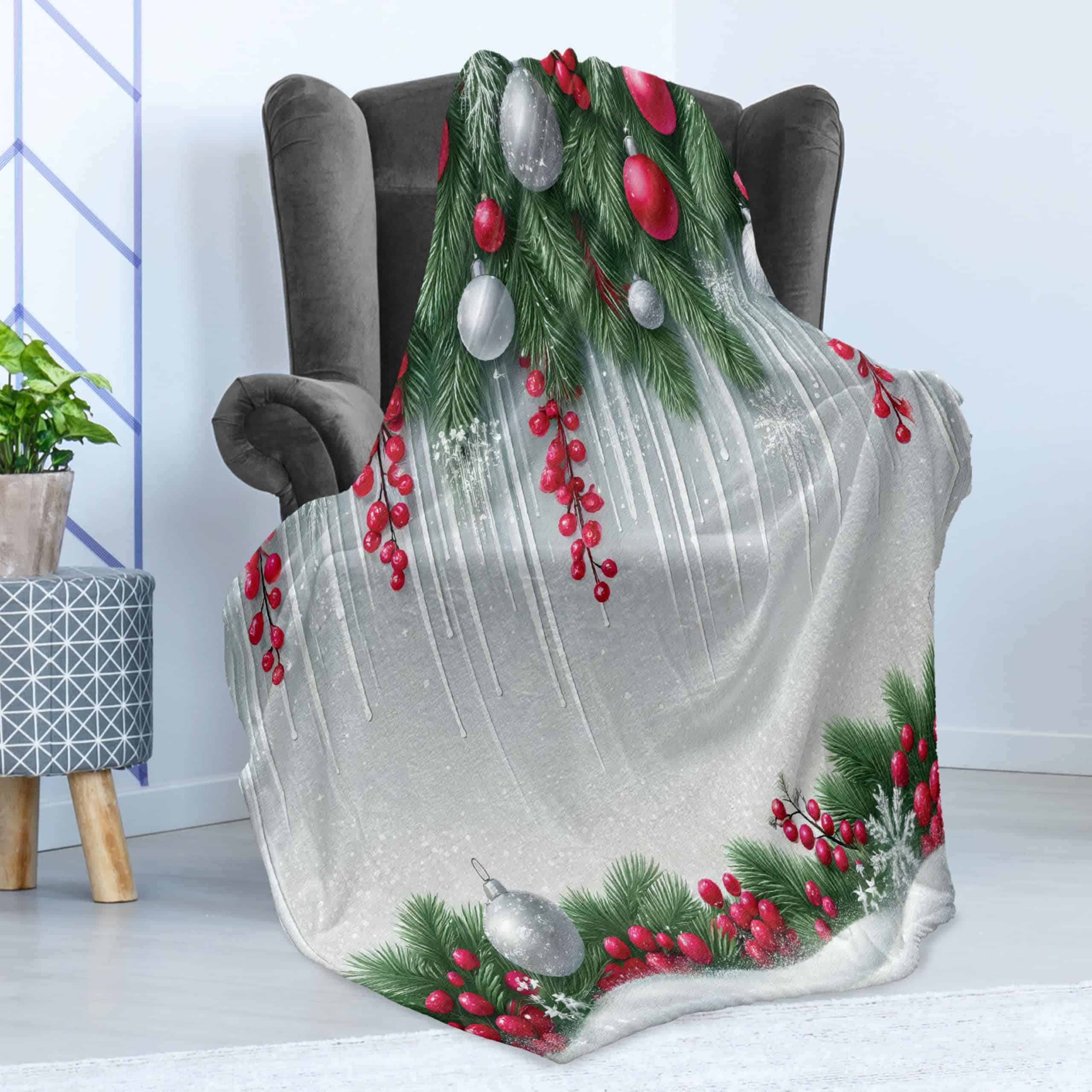 Manta de Navidad Lunarable, Moderno Ambiente Navideño Hojas - Imagen 4