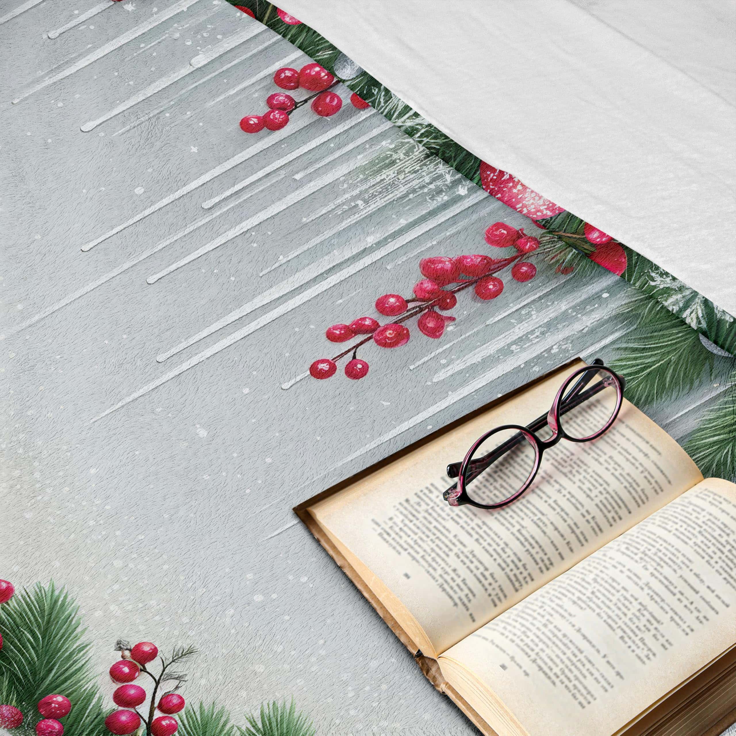 Manta de Navidad Lunarable, Moderno Ambiente Navideño Hojas - Imagen 6