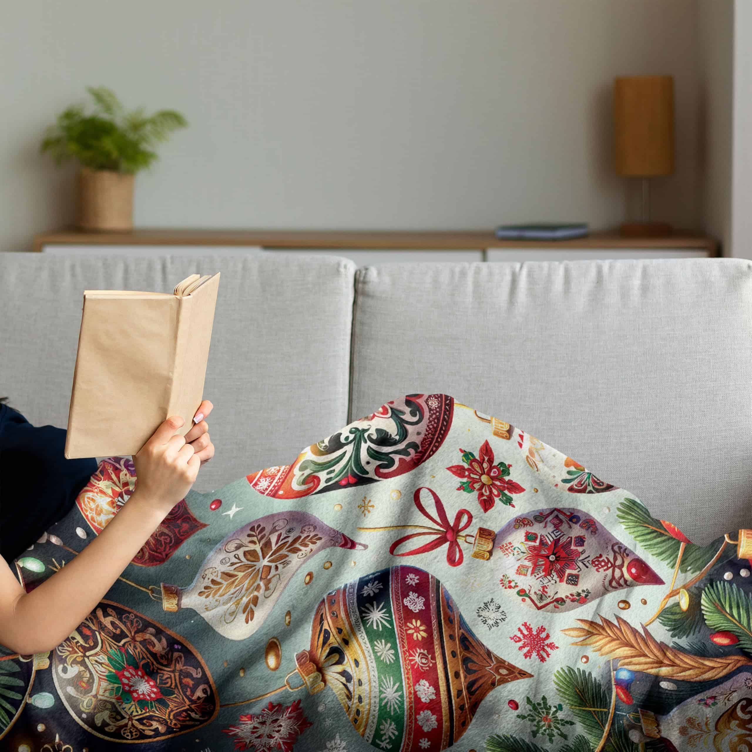 Lunarable Manta de Navidad, Armonía Tradicional de Hojas - Imagen 5