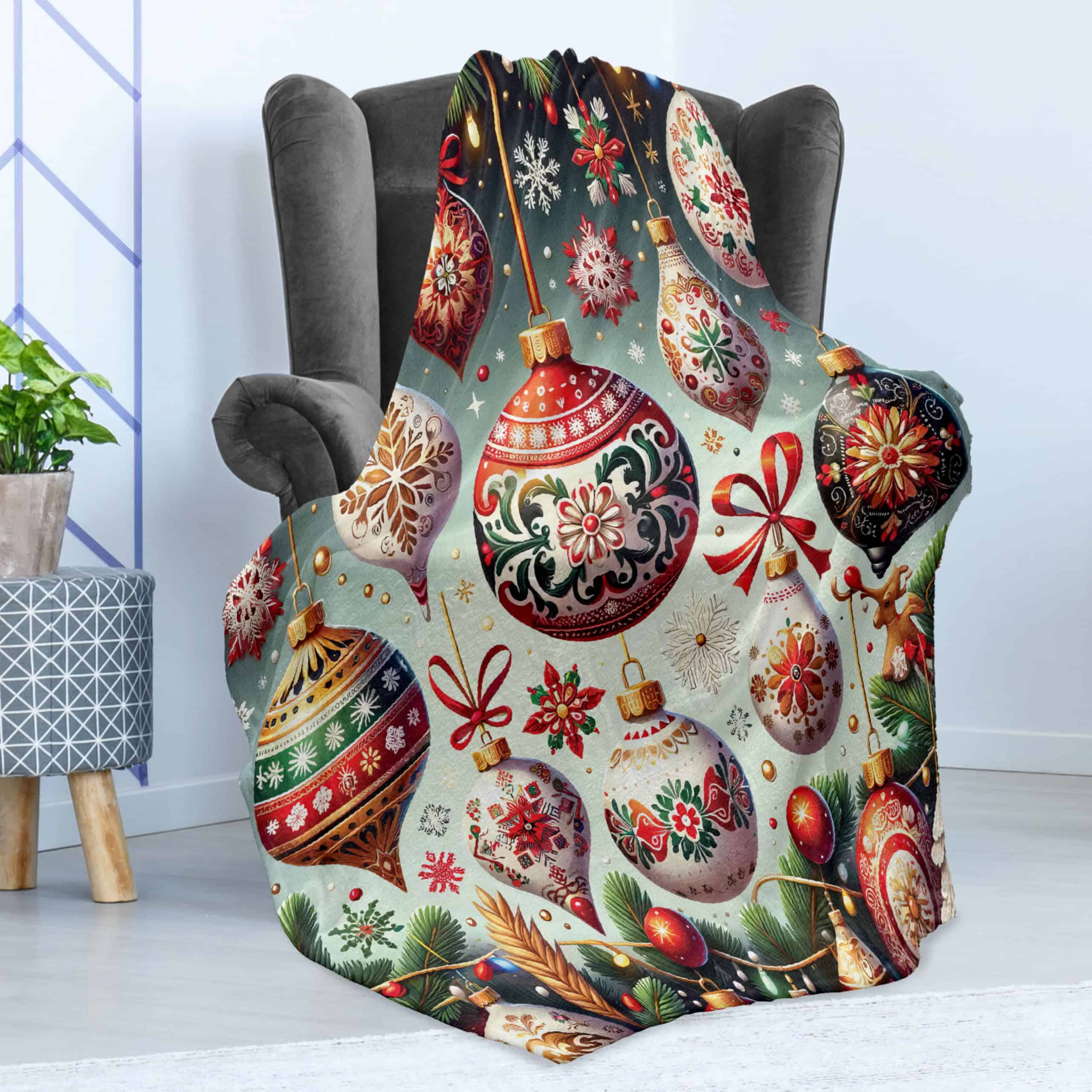 Lunarable Manta de Navidad, Armonía Tradicional de Hojas - Imagen 4