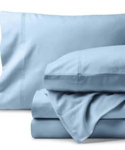 Juego de sábanas de franela de algodón orgánico -Azul Claro