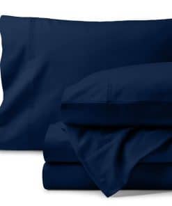 Juego de sábanas de franela de algodón orgánico -Azul Oscuro