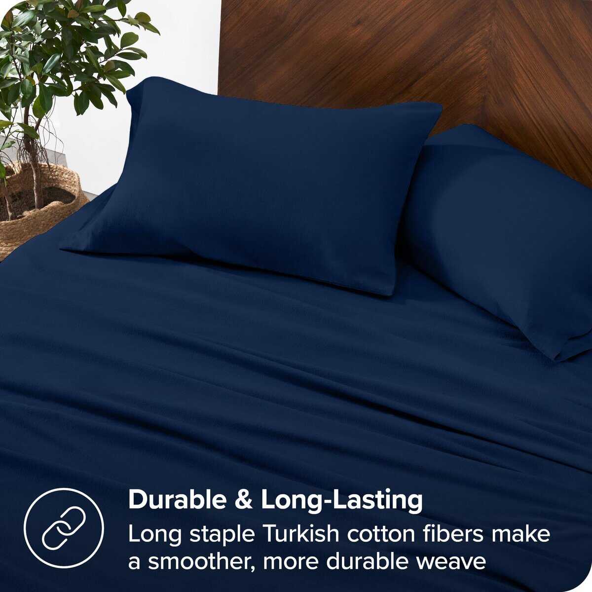 Juego de sábanas de franela de algodón orgánico -Azul Oscuro - Imagen 7