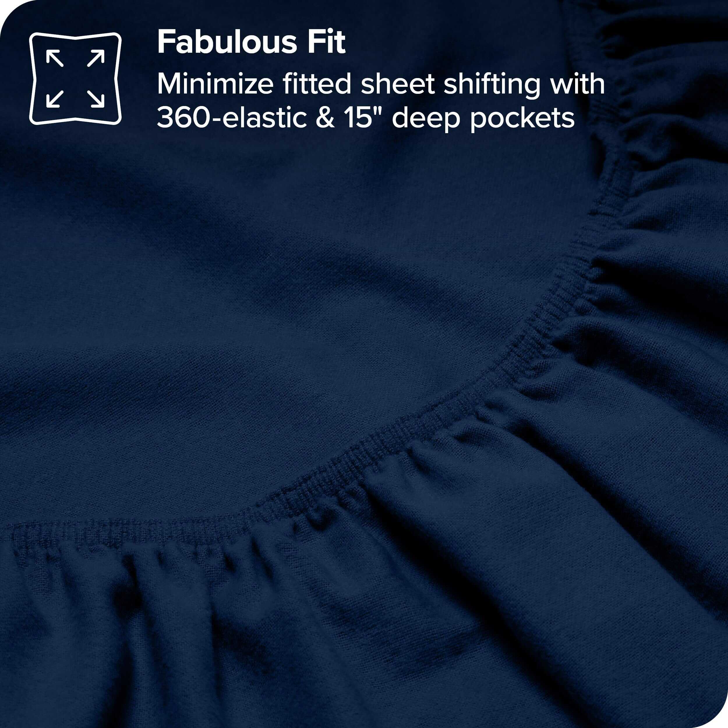 Juego de sábanas de franela de algodón orgánico -Azul Oscuro - Imagen 8