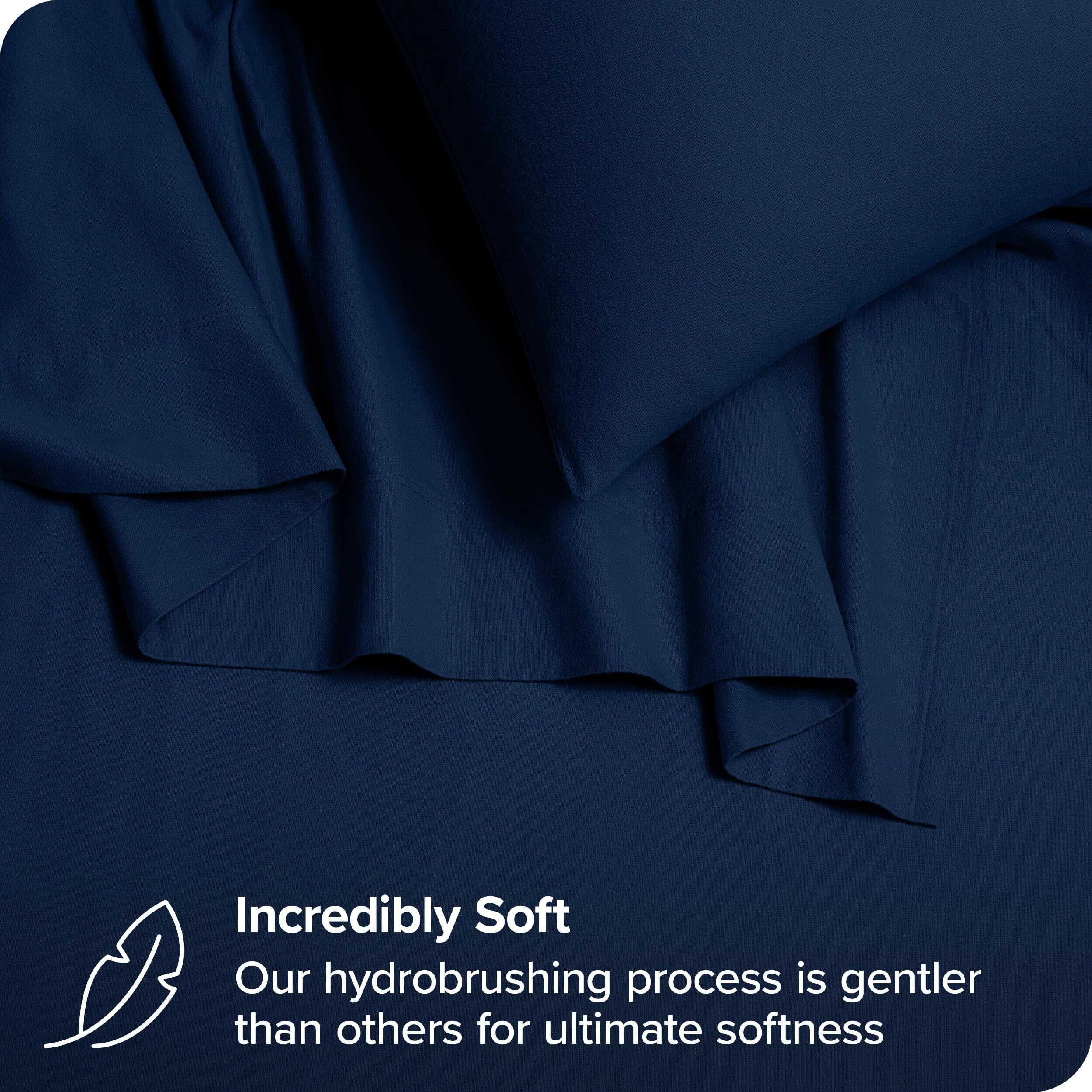 Juego de sábanas de franela de algodón orgánico -Azul Oscuro - Imagen 3