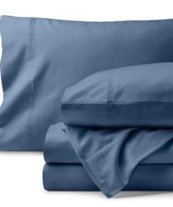Juego de sábanas de franela de algodón orgánico -Azul Corone