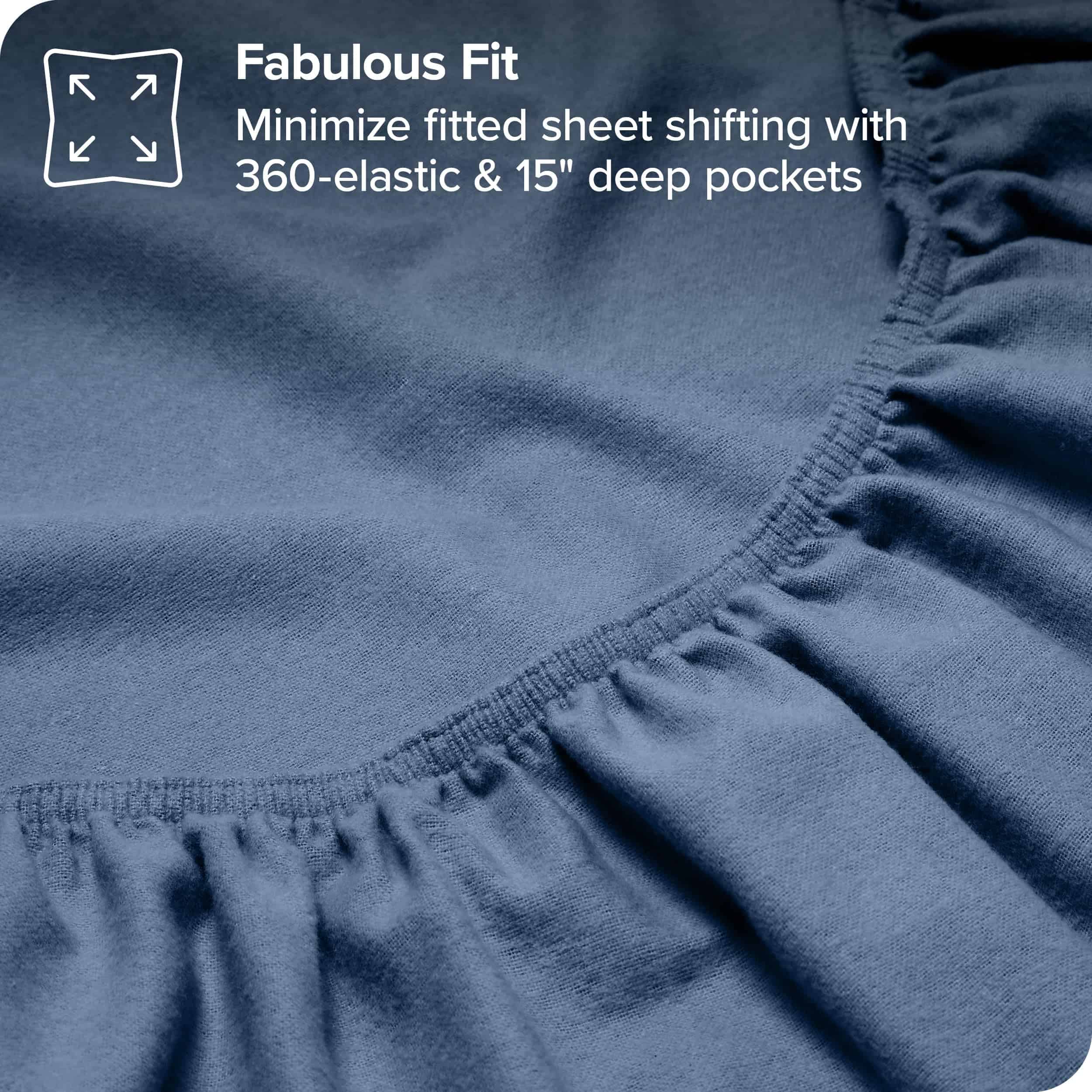 Juego de sábanas de franela de algodón orgánico -Azul Corone - Imagen 8