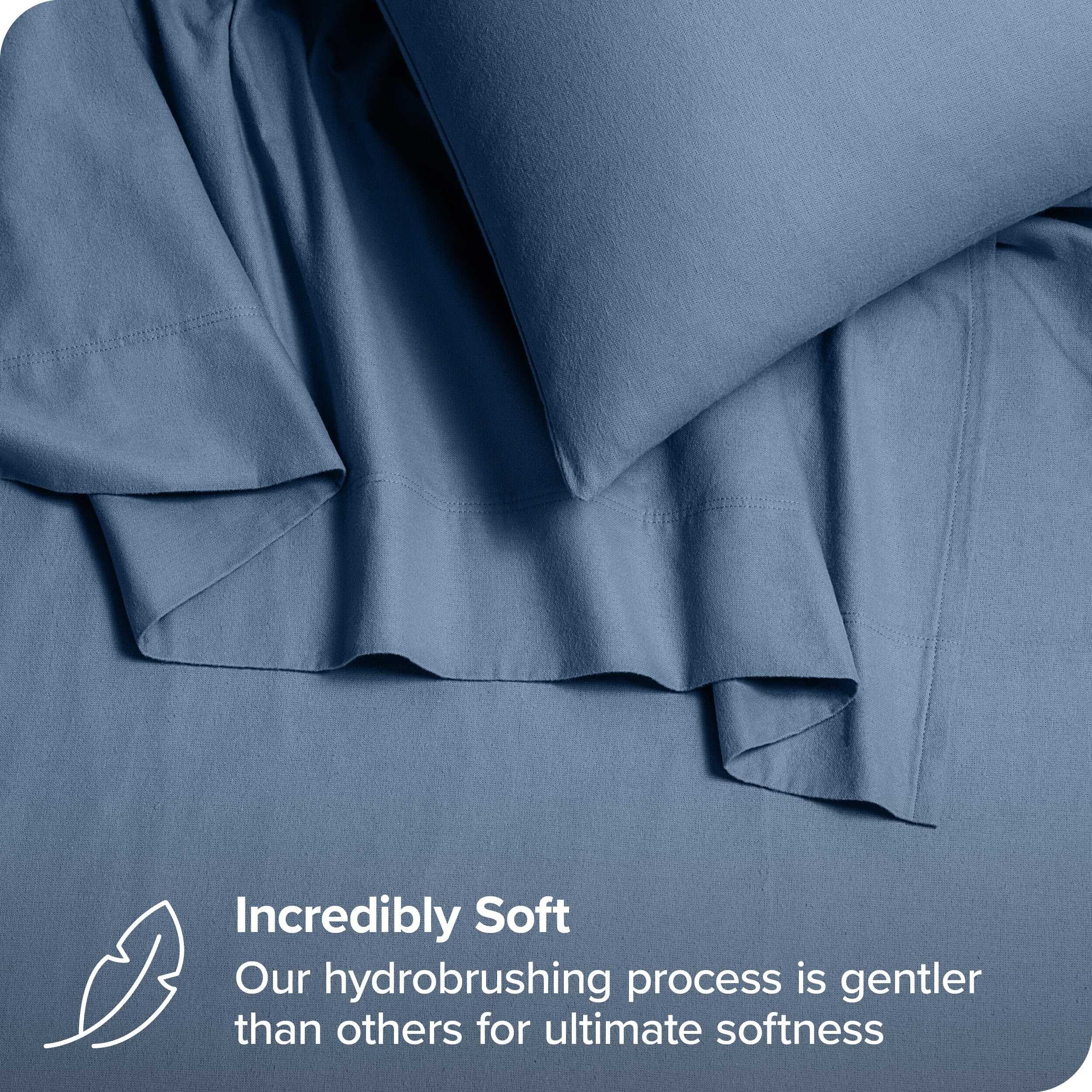 Juego de sábanas de franela de algodón orgánico -Azul Corone - Imagen 3