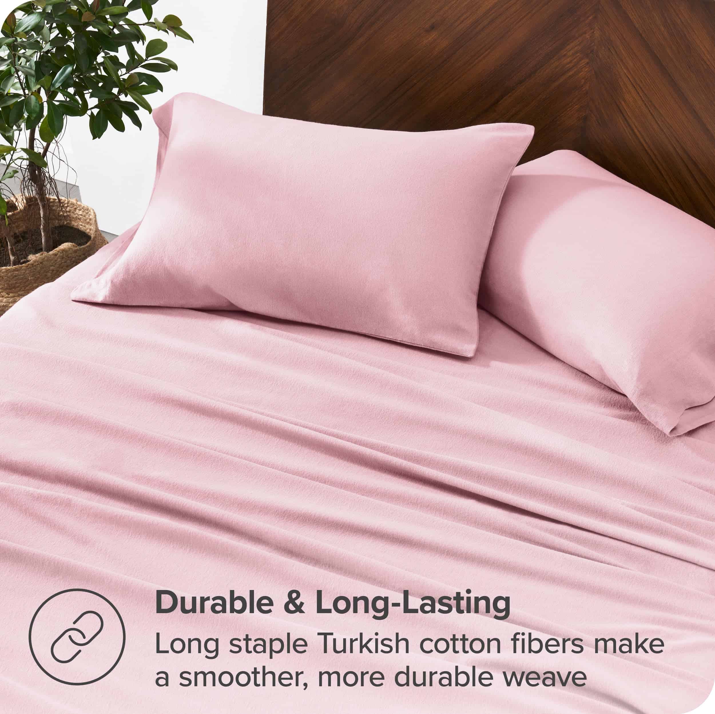 Juego de sábanas de franela de algodón orgánico -Rosa Claro - Imagen 7
