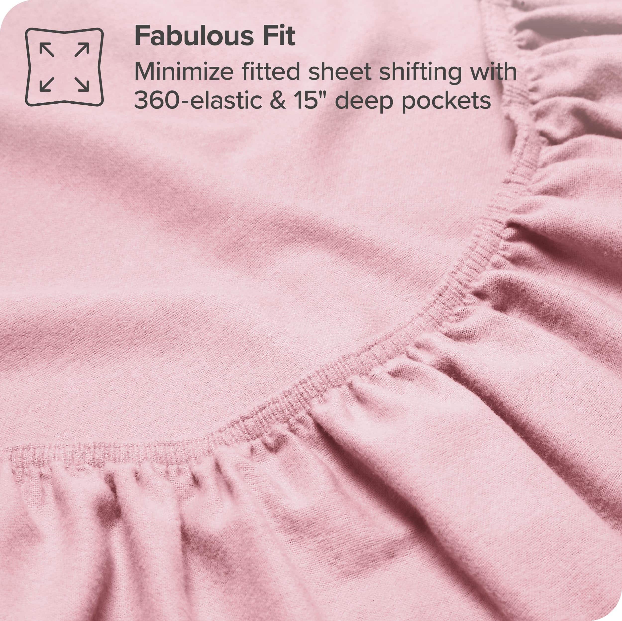 Juego de sábanas de franela de algodón orgánico -Rosa Claro - Imagen 8