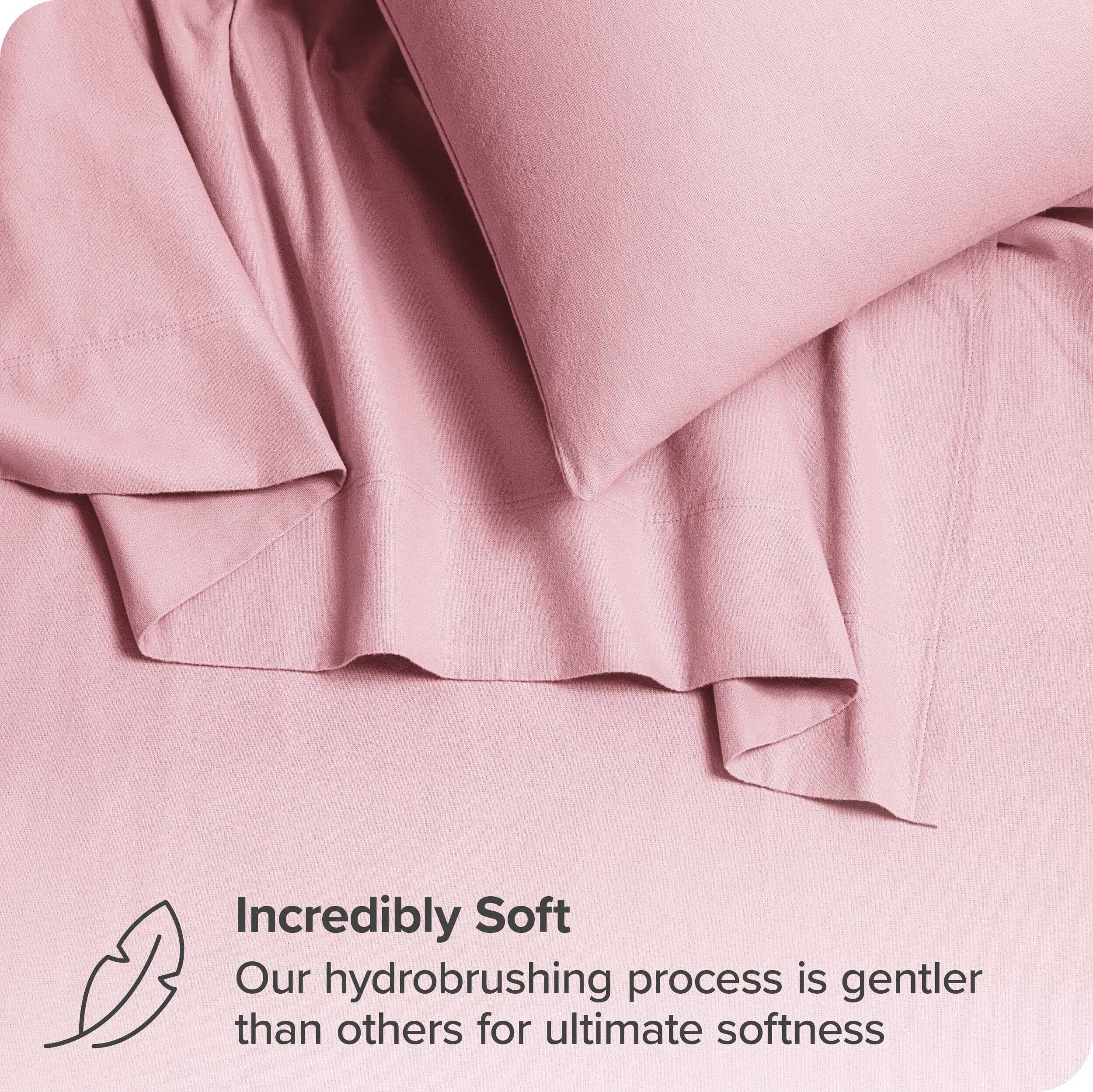 Juego de sábanas de franela de algodón orgánico -Rosa Claro - Imagen 3