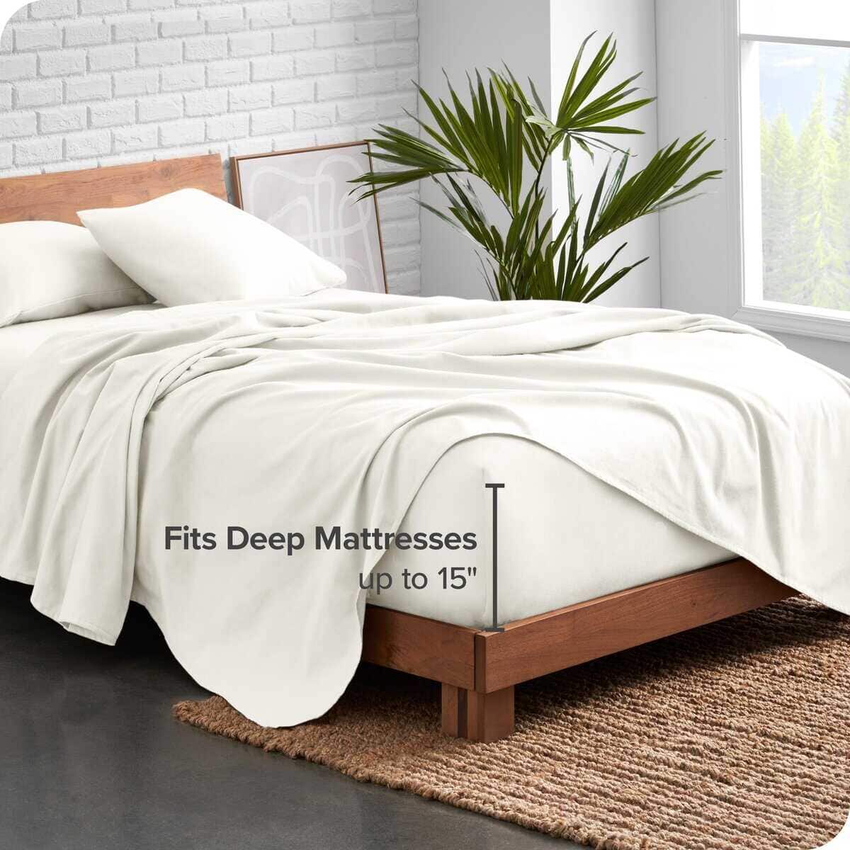 Juego de sábanas de franela de algodón orgánico -Crema - Imagen 4