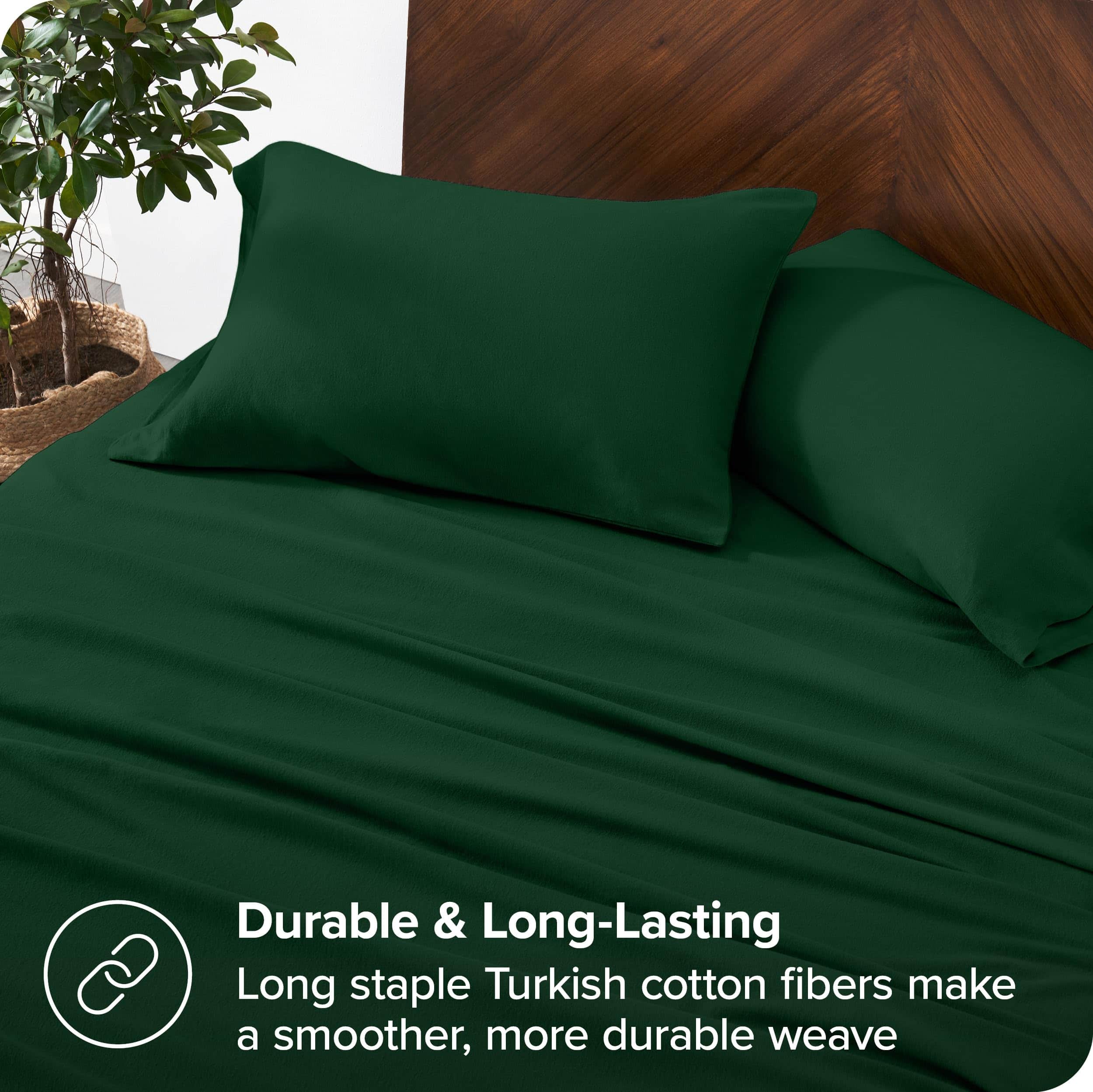 Juego de sábanas de franela de algodón orgánico -Verde Bosqu - Imagen 7