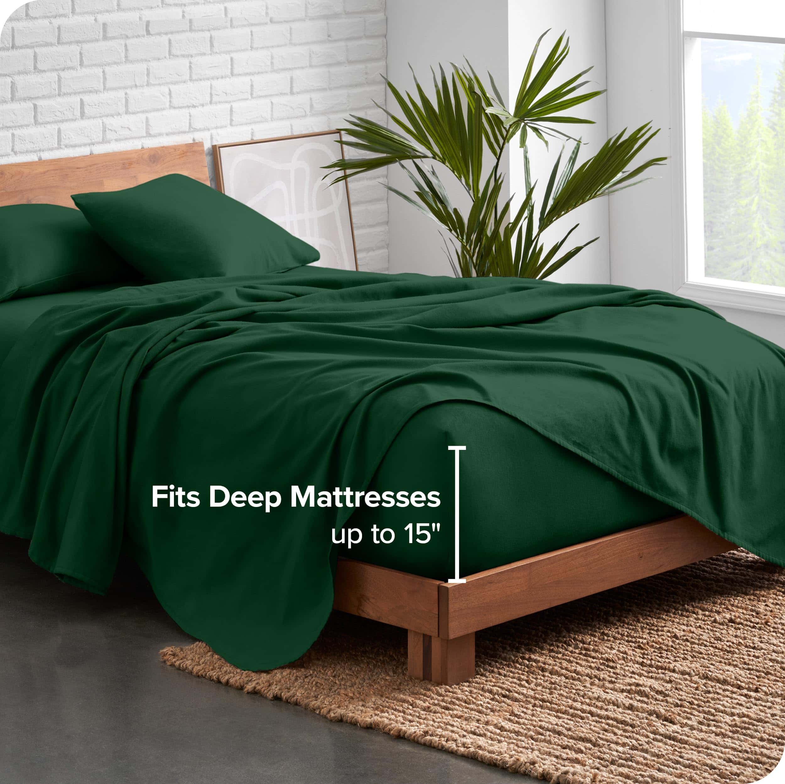 Juego de sábanas de franela de algodón orgánico -Verde Bosqu - Imagen 4