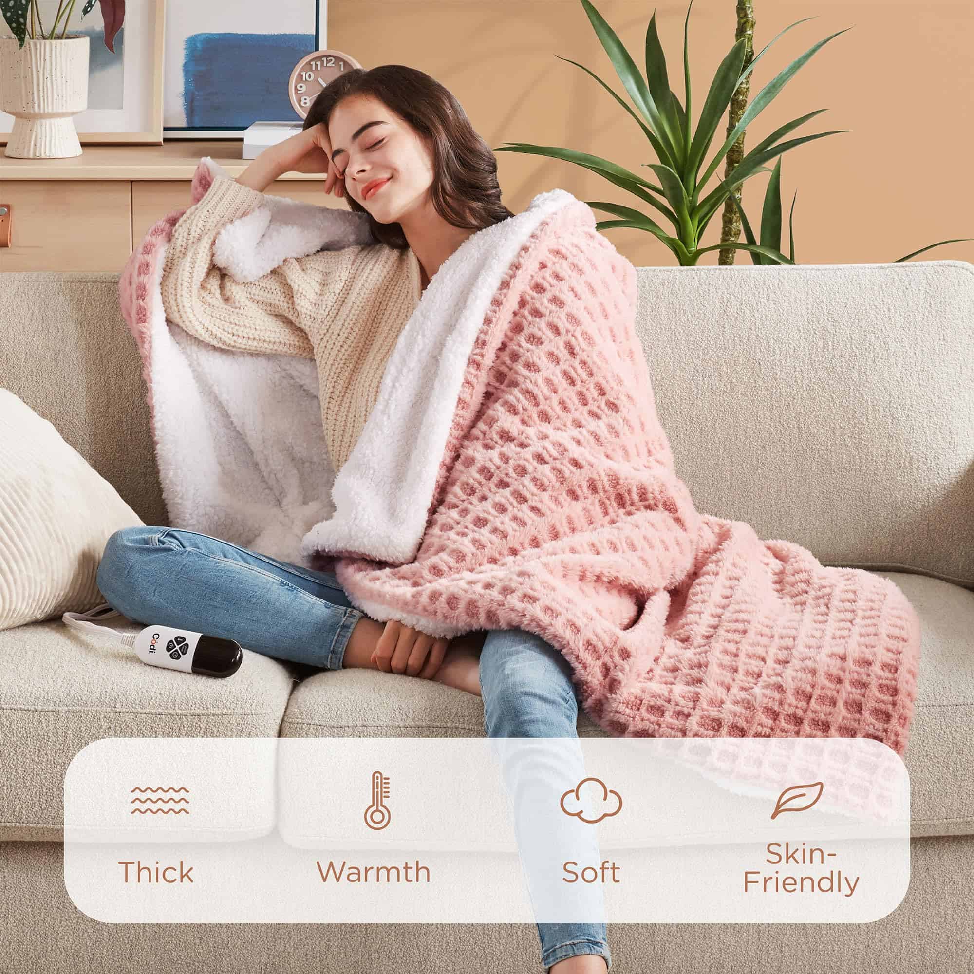 Manta Eléctrica de Piel Sintética Codi para Mujeres, Rosa - Imagen 4