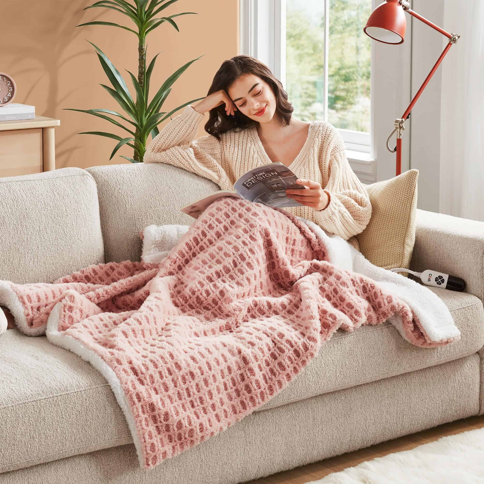 Manta Eléctrica de Piel Sintética Codi para Mujeres, Rosa - Imagen 5