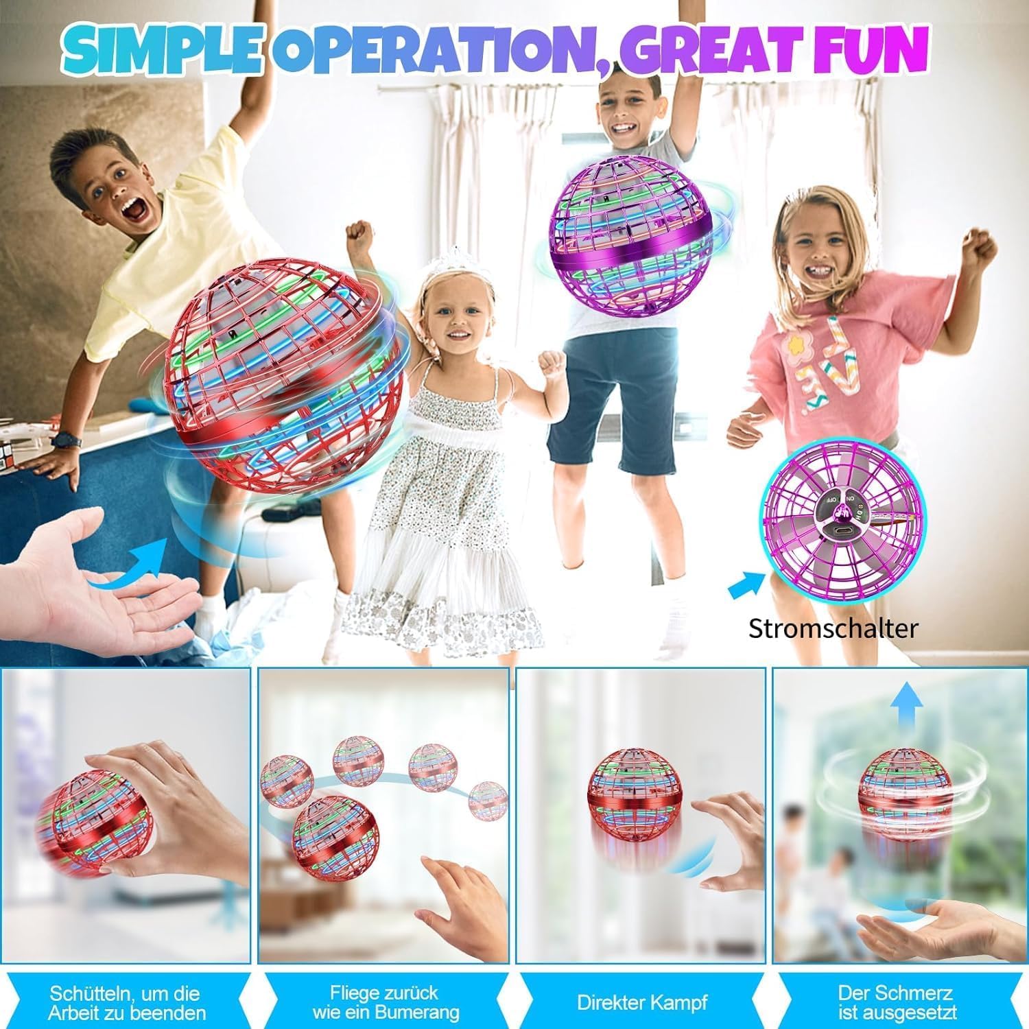 Juguete de Bola Voladora Espacial Mágica con LED, Bola - Imagen 4