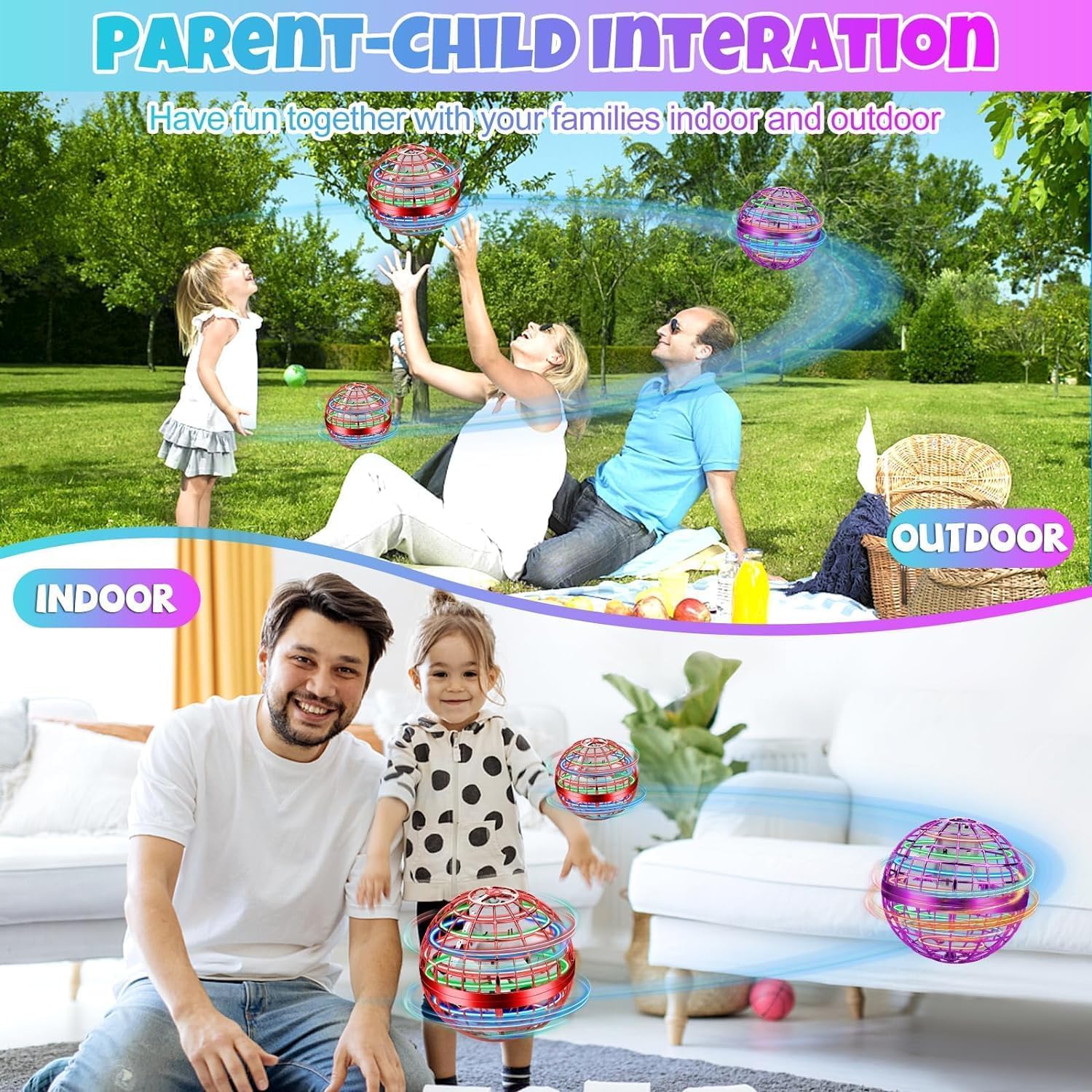 Juguete de Bola Voladora Espacial Mágica con LED, Bola - Imagen 6