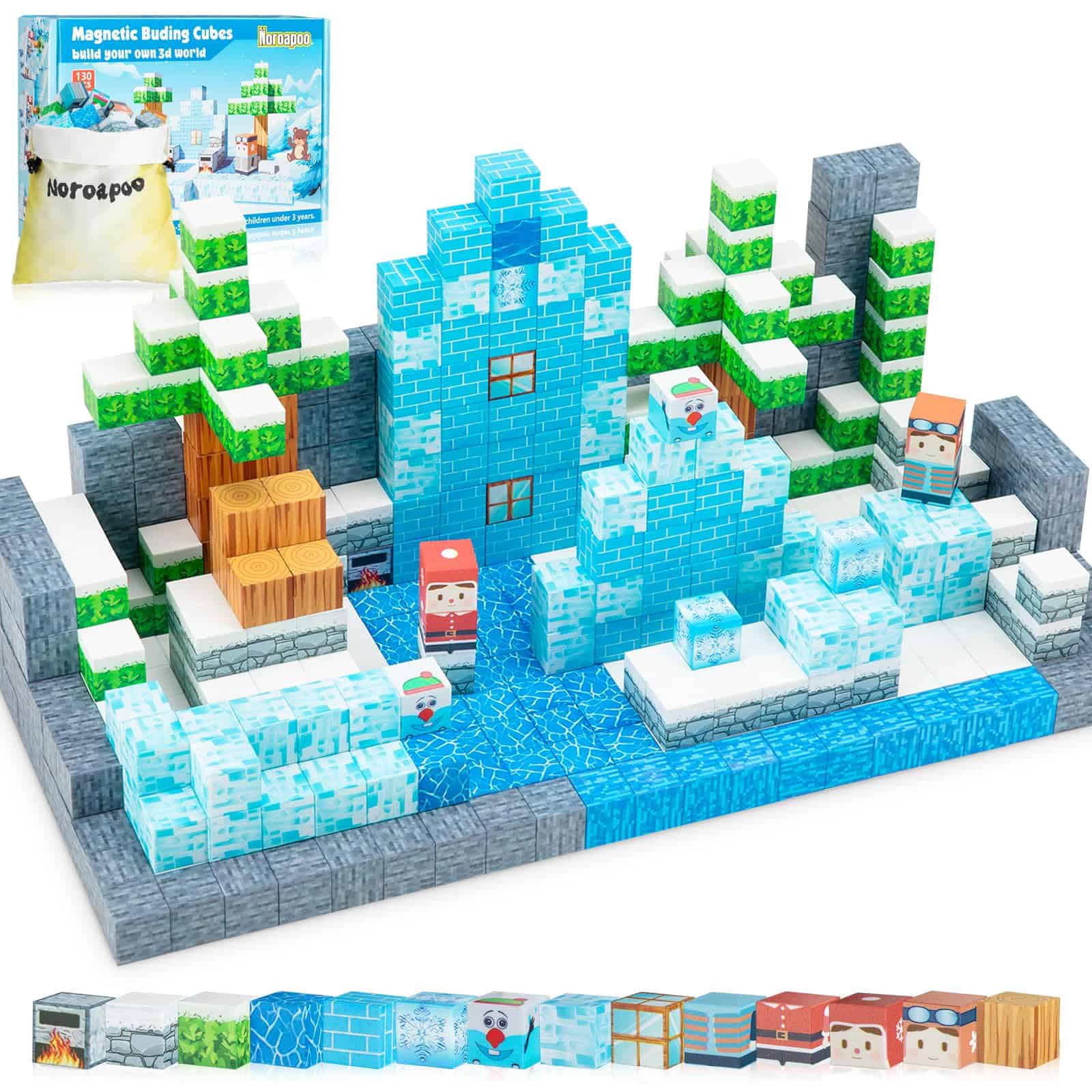 Conjunto de 130 Piezas de Bloques Magnéticos para Construir
