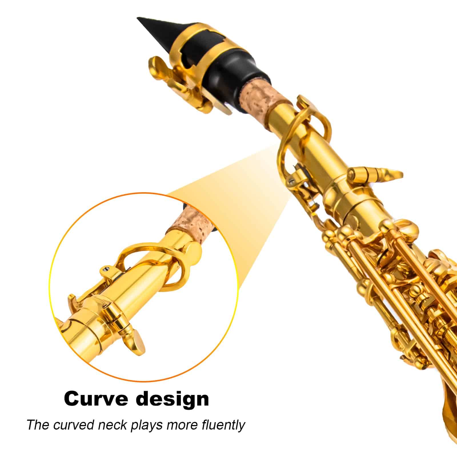 Saxofón Soprano Cadway Recto de Laca Dorada Instrumento Sax - Imagen 3